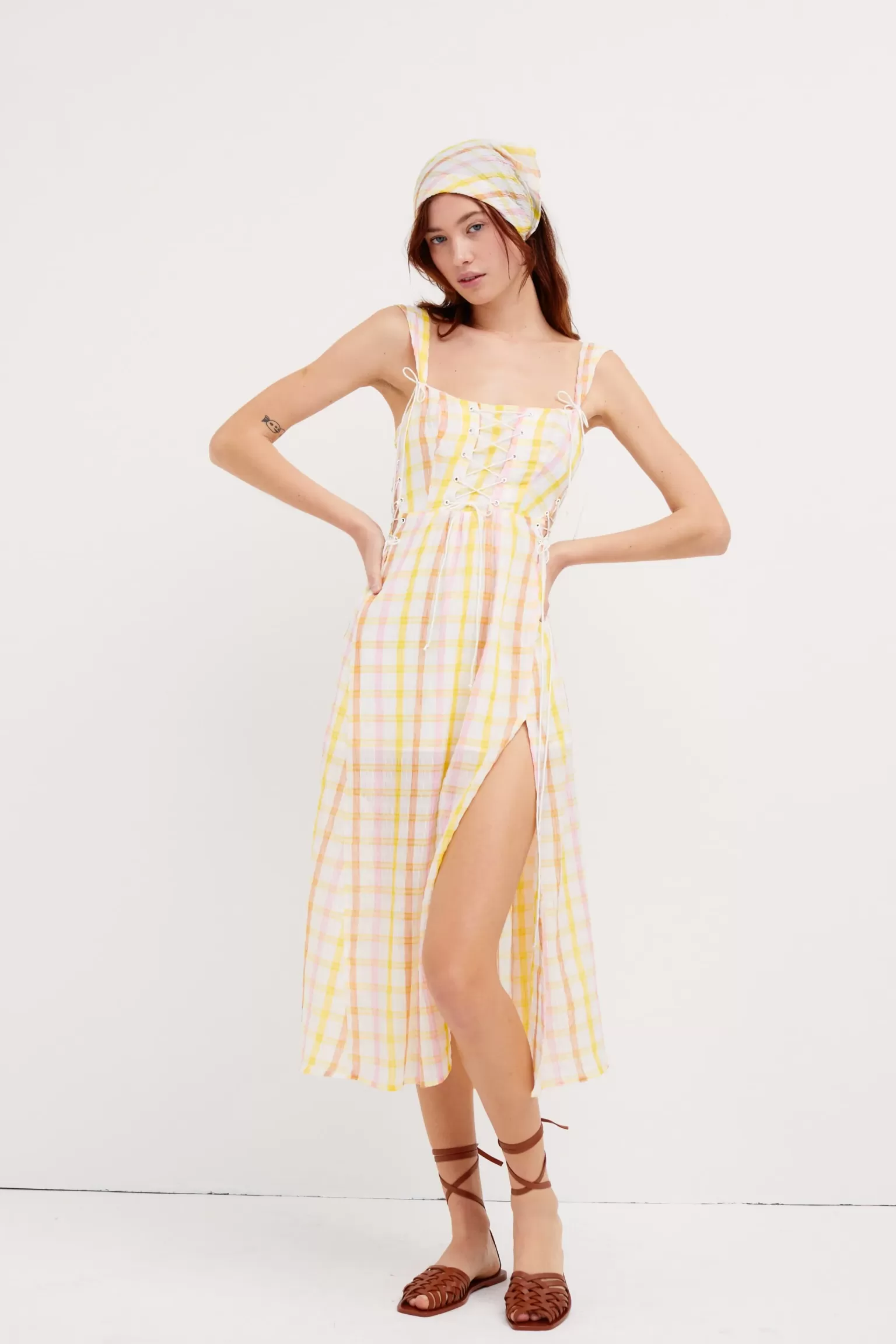 Clearance For Love & Lemons Rue Midi Dress Yellow