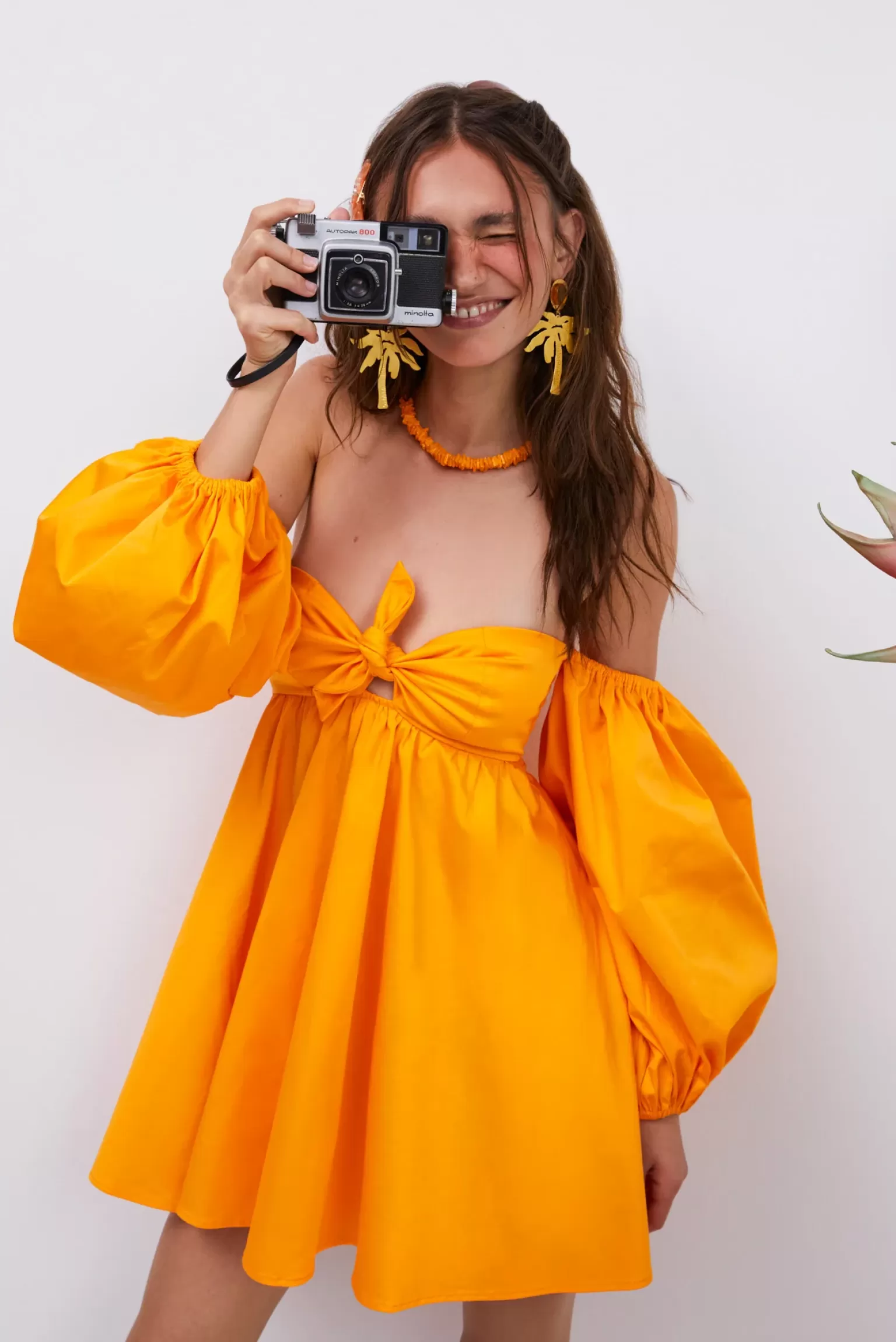 Store For Love & Lemons Saint Lucia Mini Dress Orange