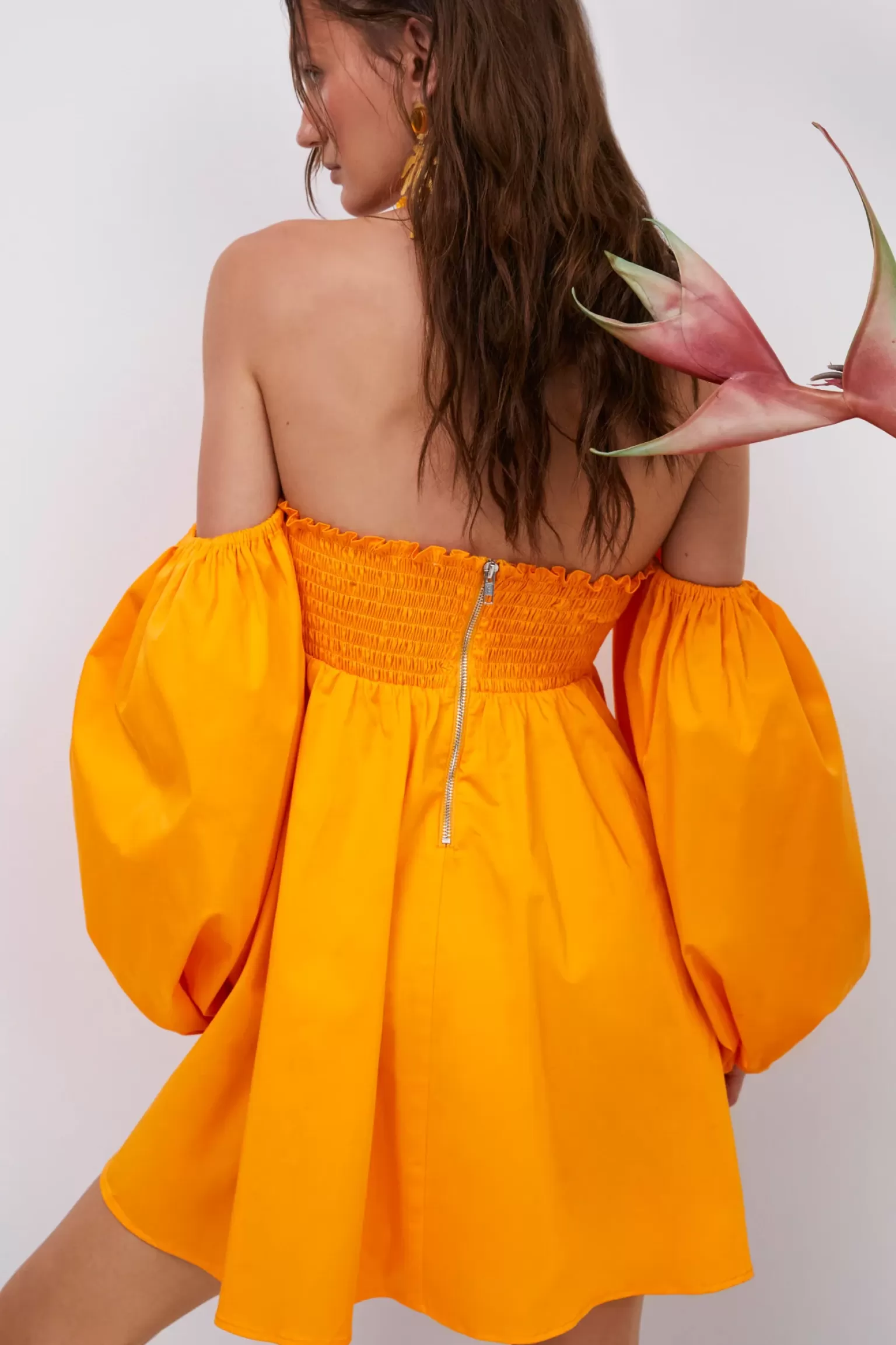 Store For Love & Lemons Saint Lucia Mini Dress Orange