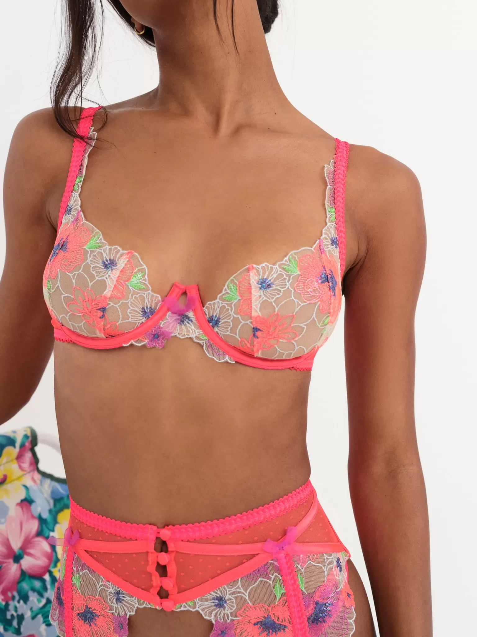 Shop For Love & Lemons Shimmer Zinnia Embroidery Underwire Bra Pink