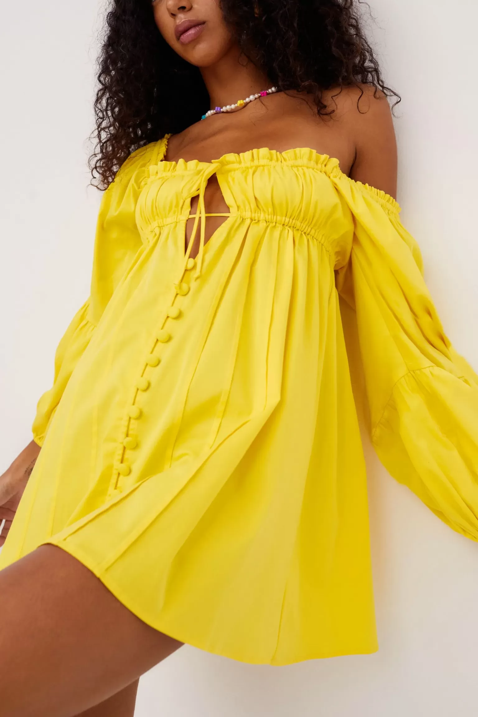 Best Sale For Love & Lemons Sierra Puff Sleeve Mini Dress Yellow