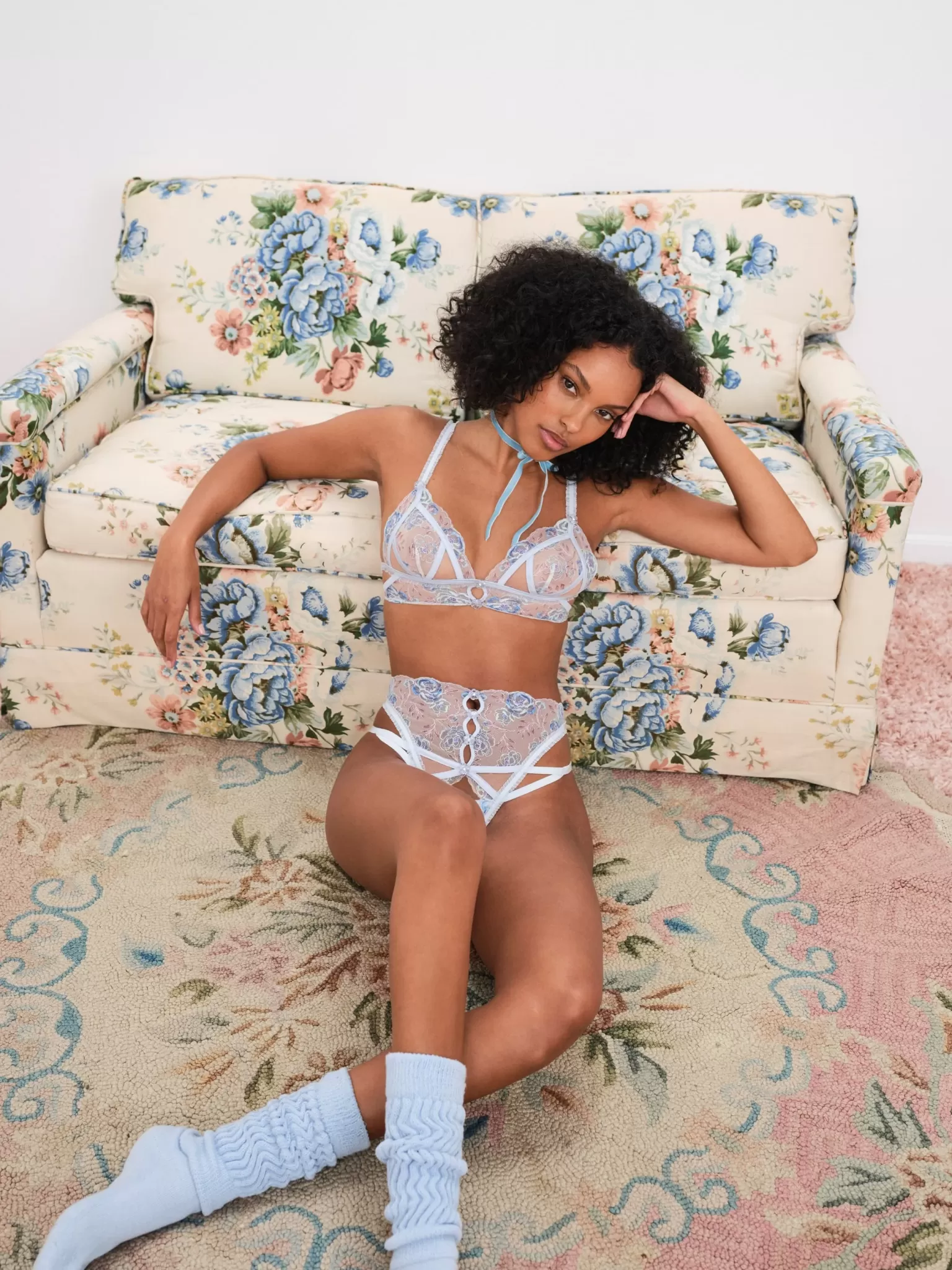 Flash Sale For Love & Lemons Sorbet Rose Bralette Blue