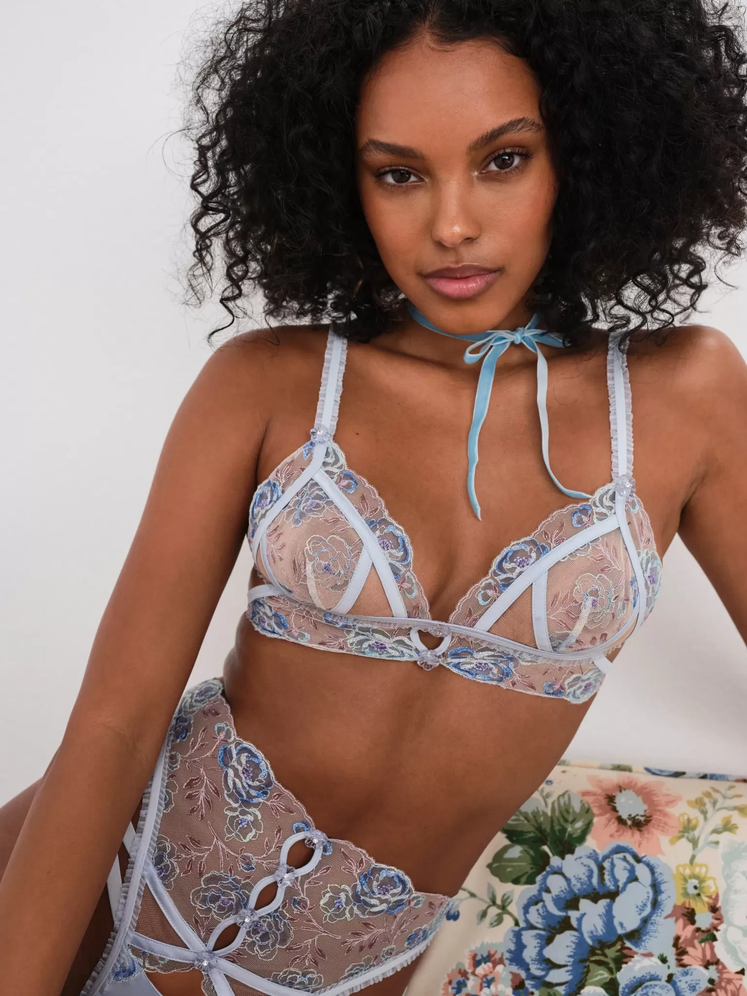 Flash Sale For Love & Lemons Sorbet Rose Bralette Blue