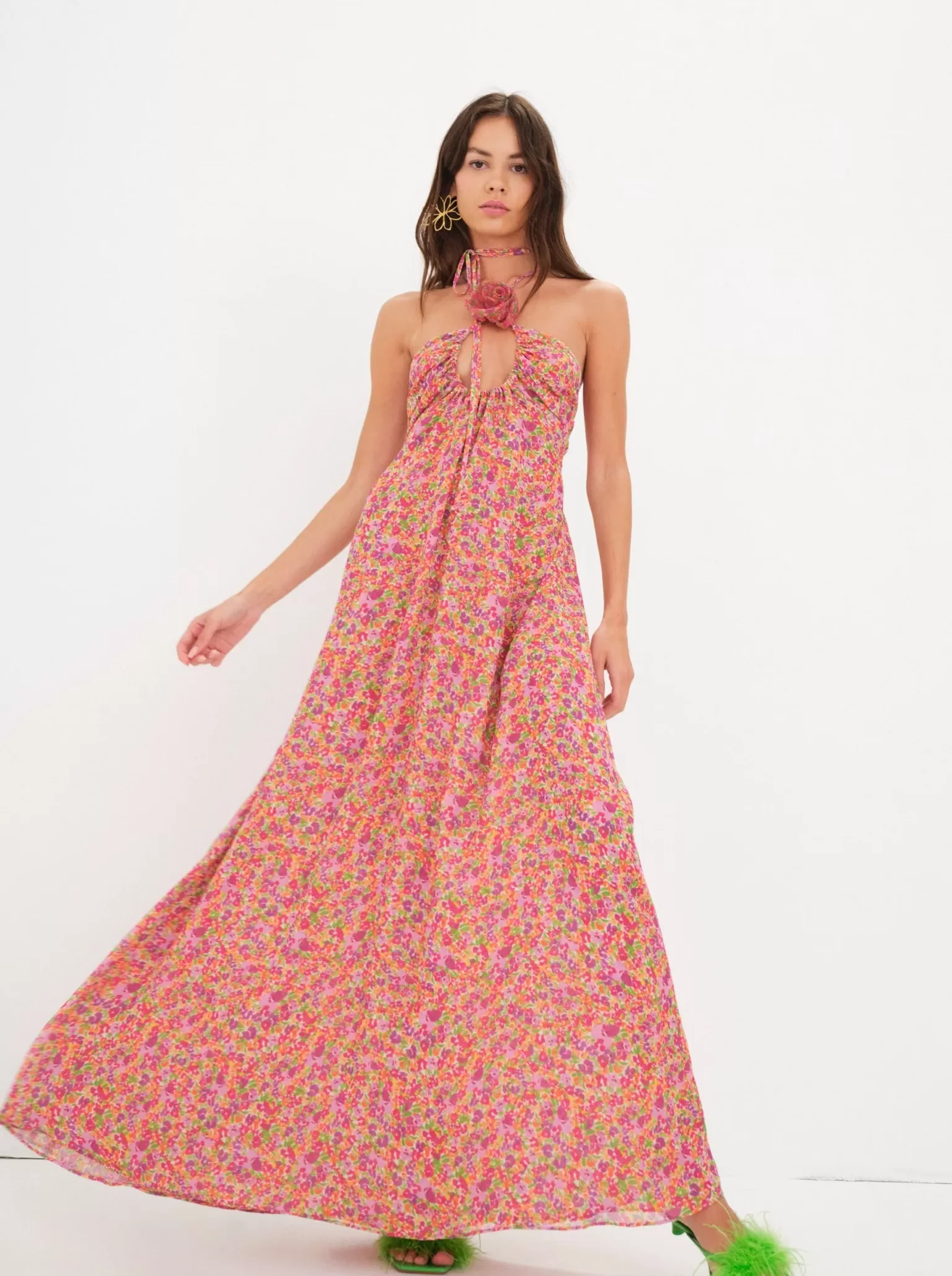 Flash Sale For Love & Lemons Suzette Maxi Dress Pink