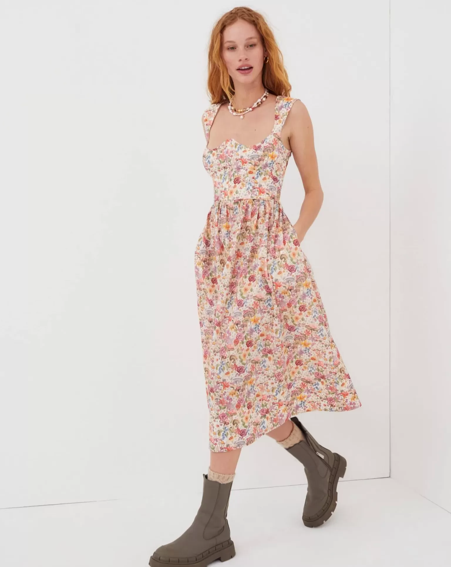 Discount For Love & Lemons Theodora Midi Dress Pink