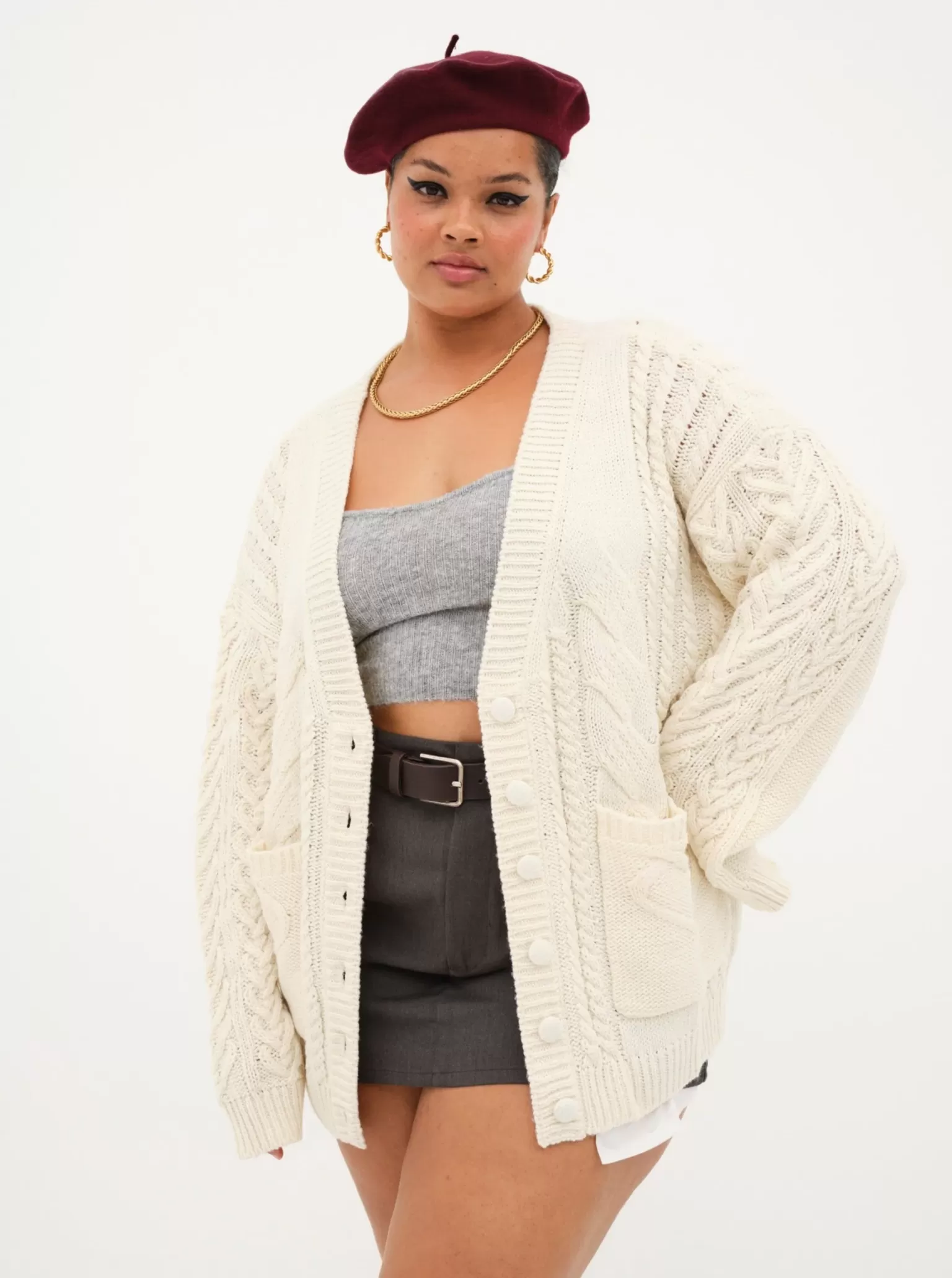 Online For Love & Lemons Vera Oversized Cardigan Ivory