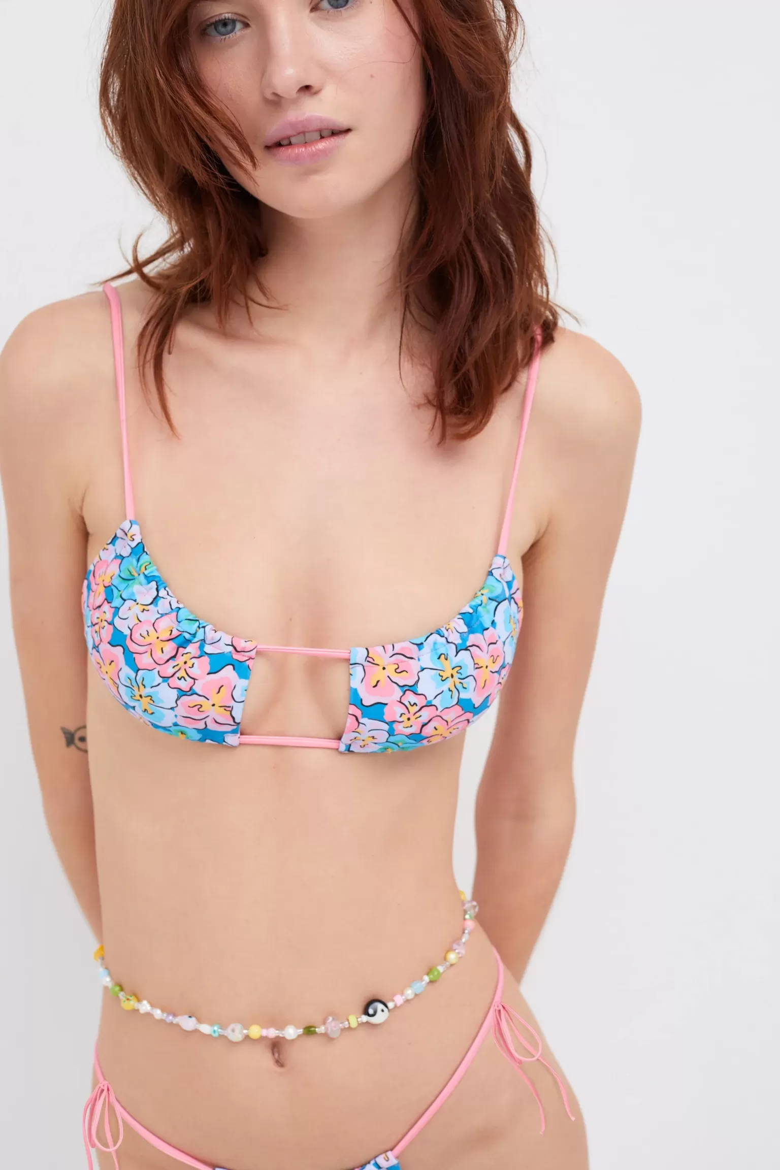 Fashion For Love & Lemons Yasmin Bandeau Bikini Top Blue